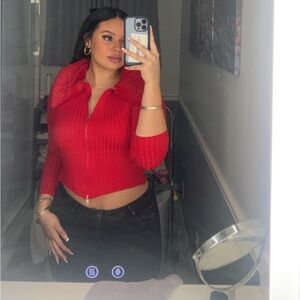 Red Fur Collar Long sleeve